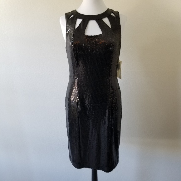 SOLD 💫Eliza J. Black Sequin Midi Dress 12 (NWT) - Picture 2 of 8